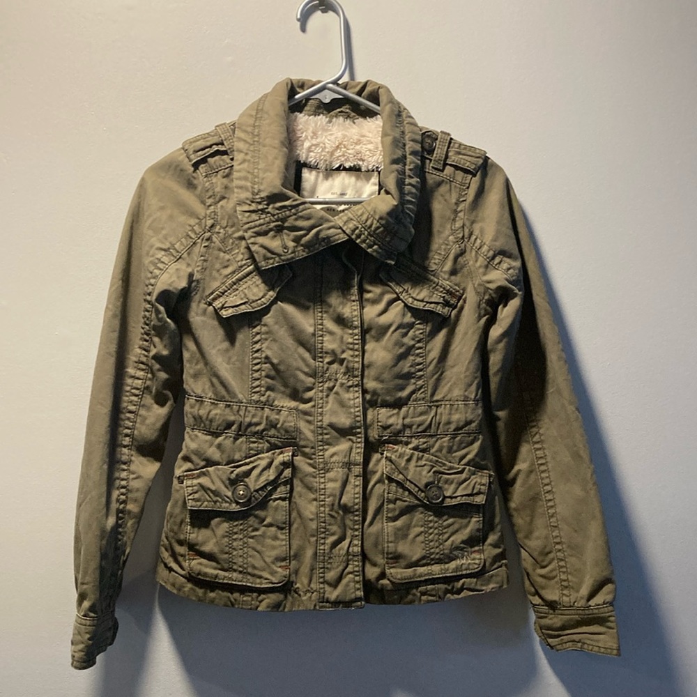 Abercrombie Fall Cargo Khaki Jacket, Youth S EUC